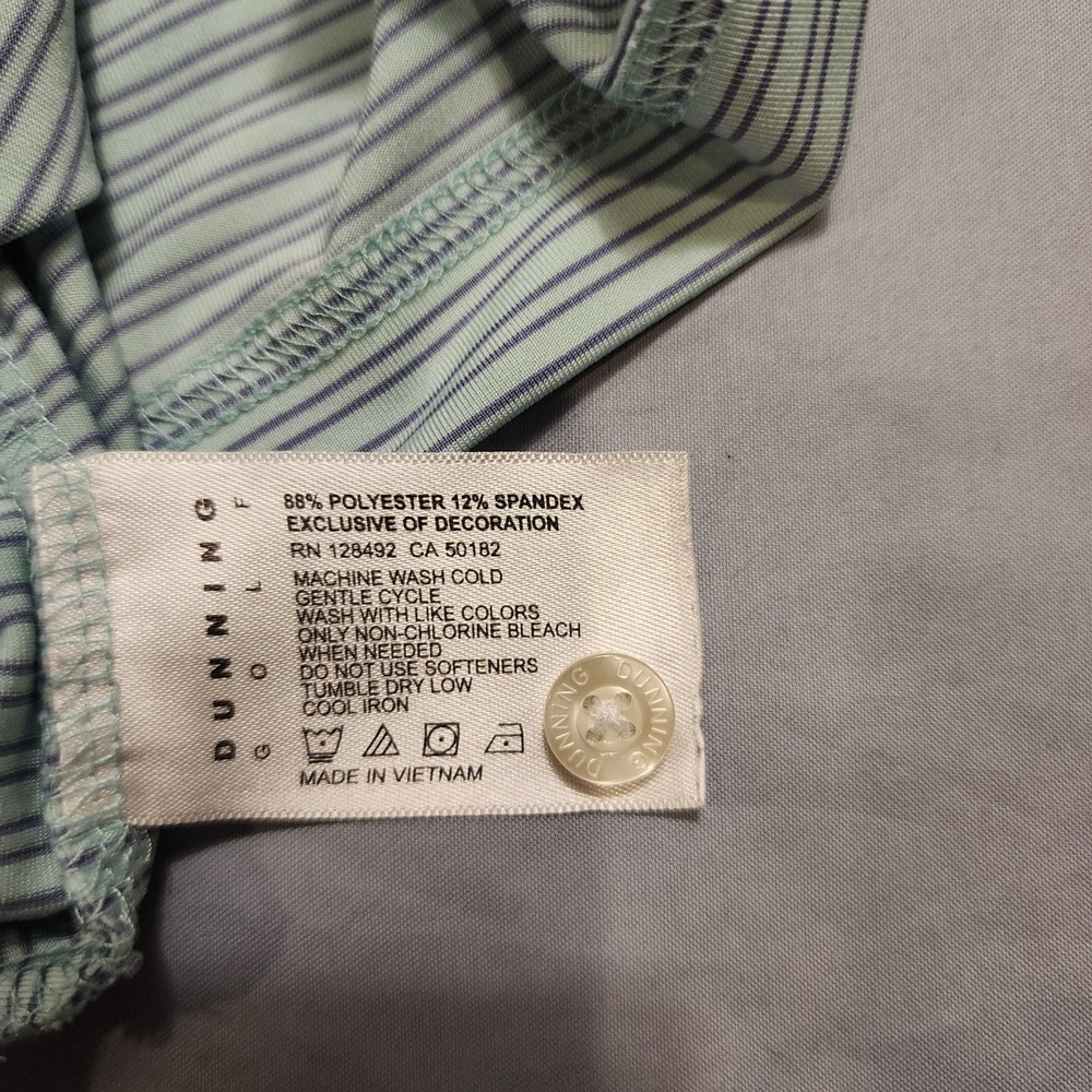 Dunning Mens Striped Performance Polo Green Size Large - Picture 7 of 8
